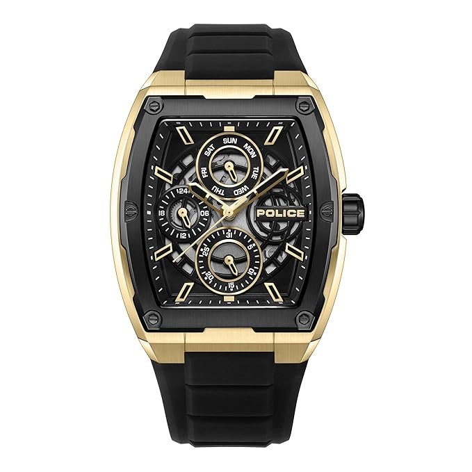 817V8Xt0uAL._SX679_ Police Quartz Multifunction Black Dial Black Silicone Strap Watch for Men - PLPEWJQ0004540