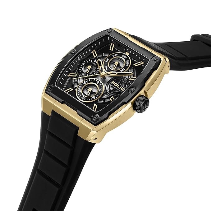 81UJeTF+9nL._SX679_ Police Quartz Multifunction Black Dial Black Silicone Strap Watch for Men - PLPEWJQ0004540 - Image 2